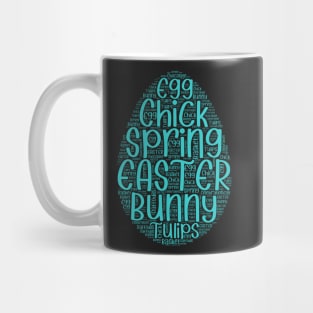 Cute Teal Easter Words Egg Mug